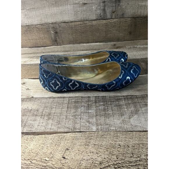 Steve Madden Blue Ballet Flats with Sequins and Embroidery Size 7 - Picture 5 of 7